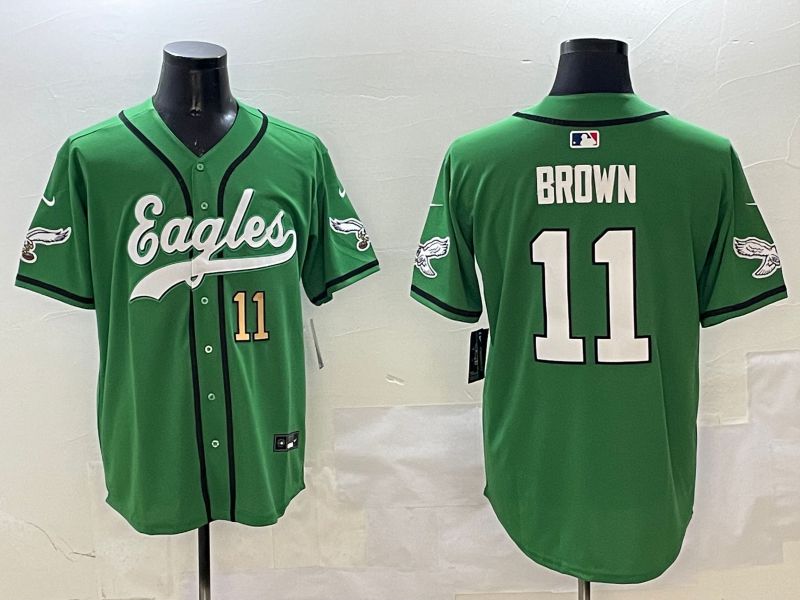 Men Philadelphia Eagles 11 Brown Green three generations Jointly Name 2025 Nike Limited NFL Jersey style 9
